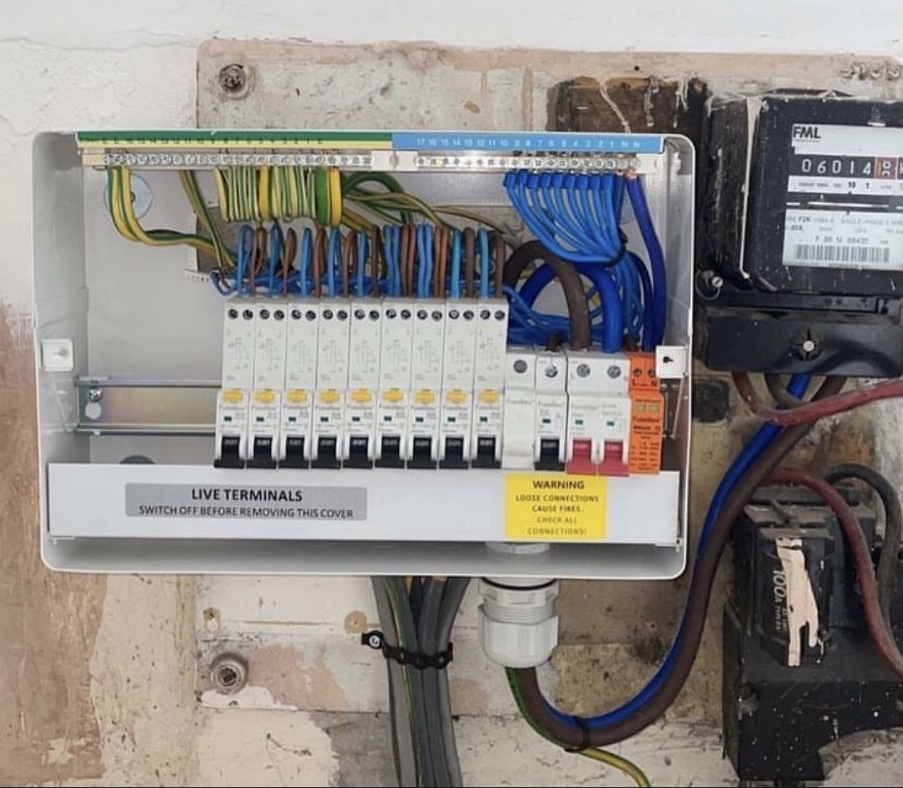 New consumer unit installation with RCD protection in Cobham property