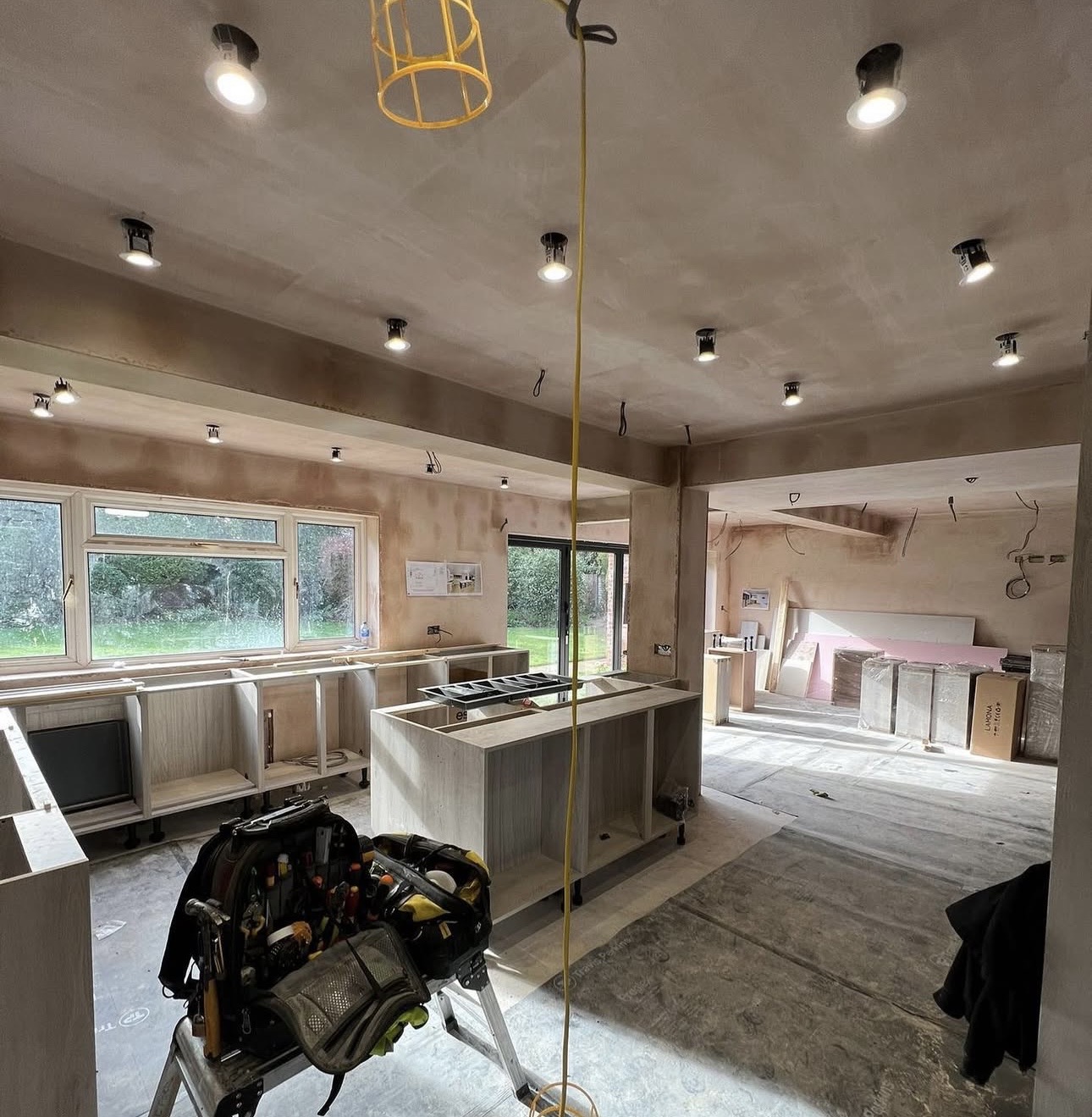 Kitchen electrical first fix wiring by Cobham Electrical Contractors